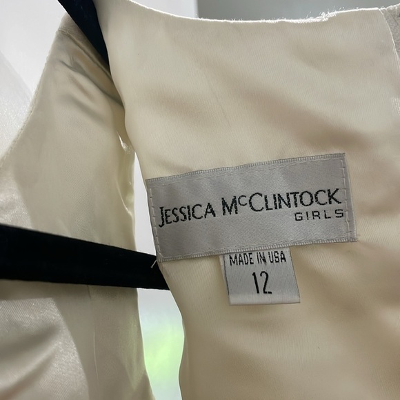 Jessica McClintock Girls Size 12 Beaded Floral Gown Dress Ivory Gold - Picture 8 of 14